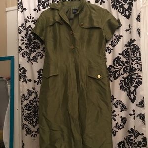Bigio Collection Olive Green Button Down Dress